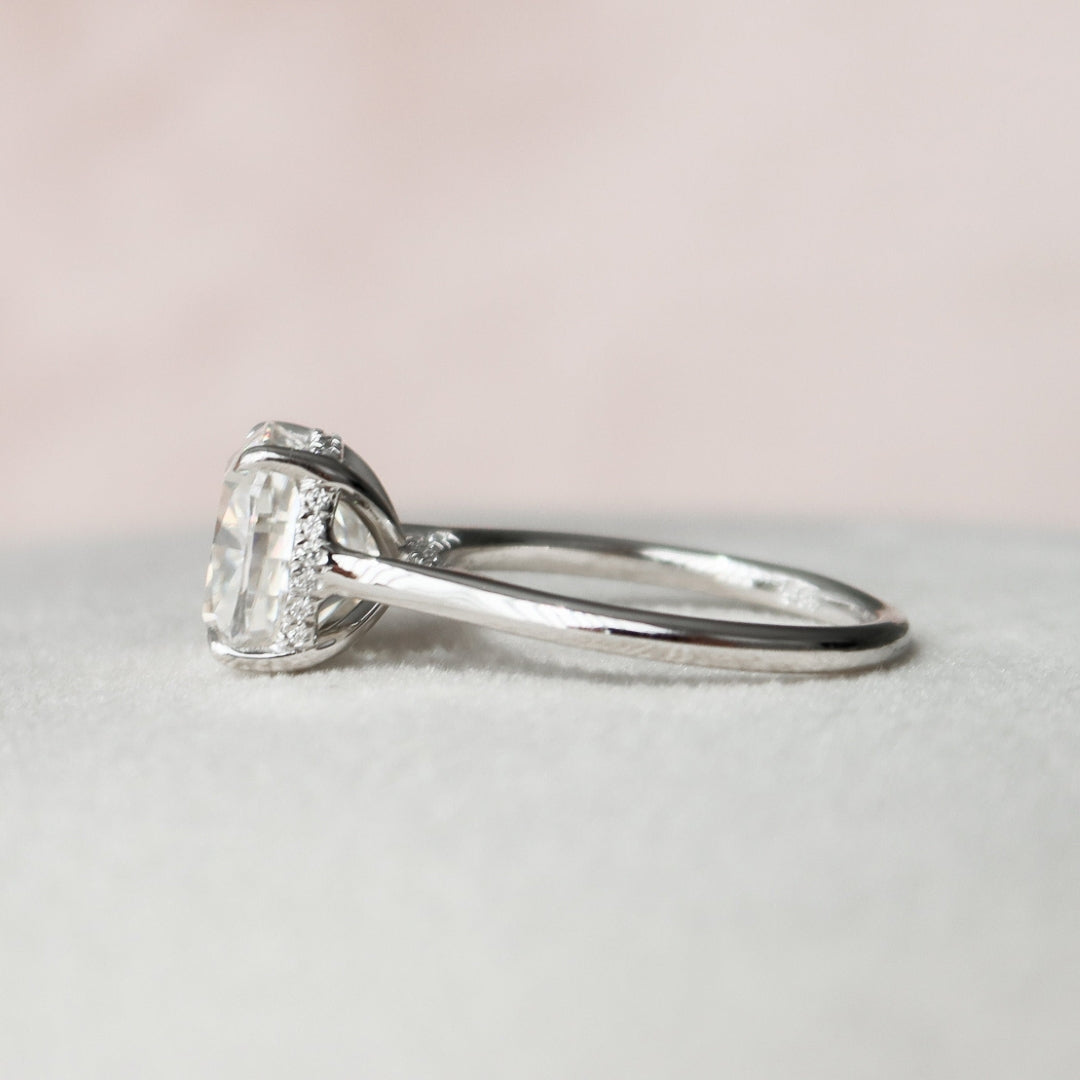 Moissanite 2.97 CT Cushion Cut Diamond Art Nouveau Anniversary Ring