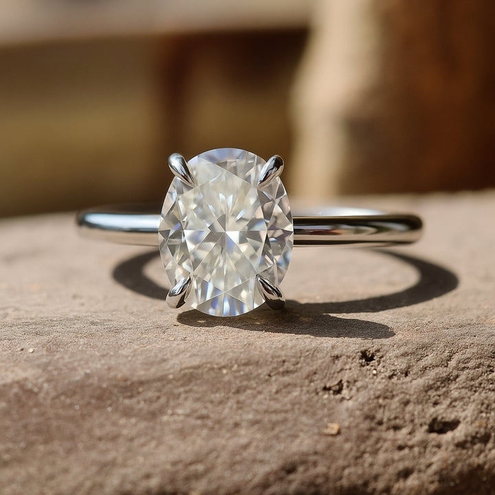 Moissanite Oval Cut 1.00 Carat Solitaire Ring for Her