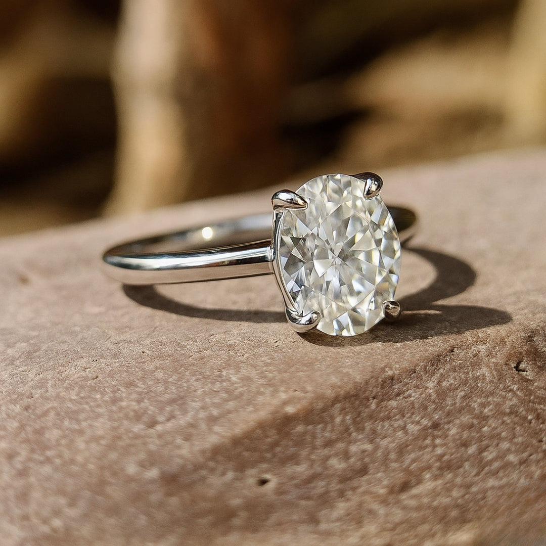 Moissanite Oval Cut 1.00 Carat Solitaire Ring for Her