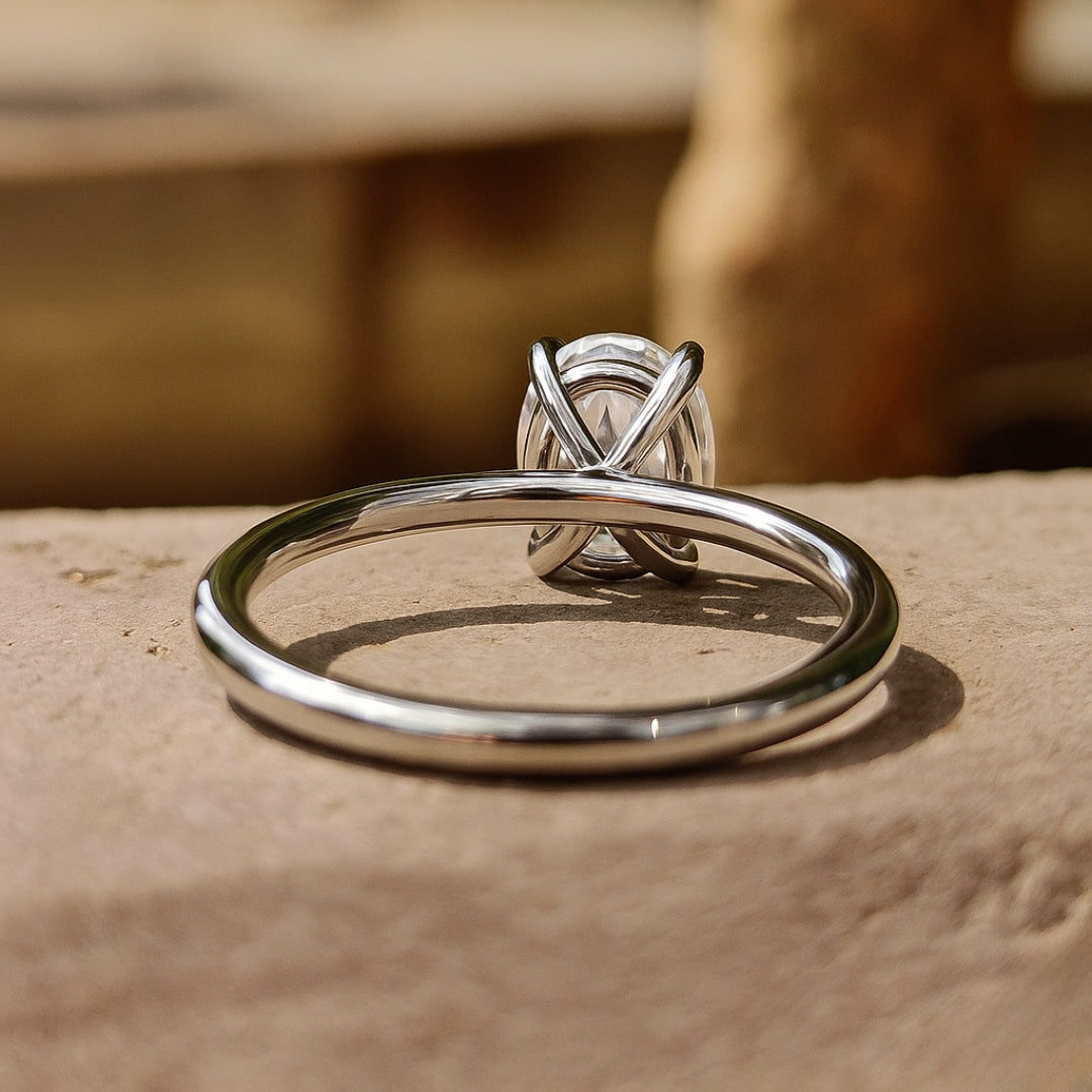 Moissanite Oval Cut 1.00 Carat Solitaire Ring for Her