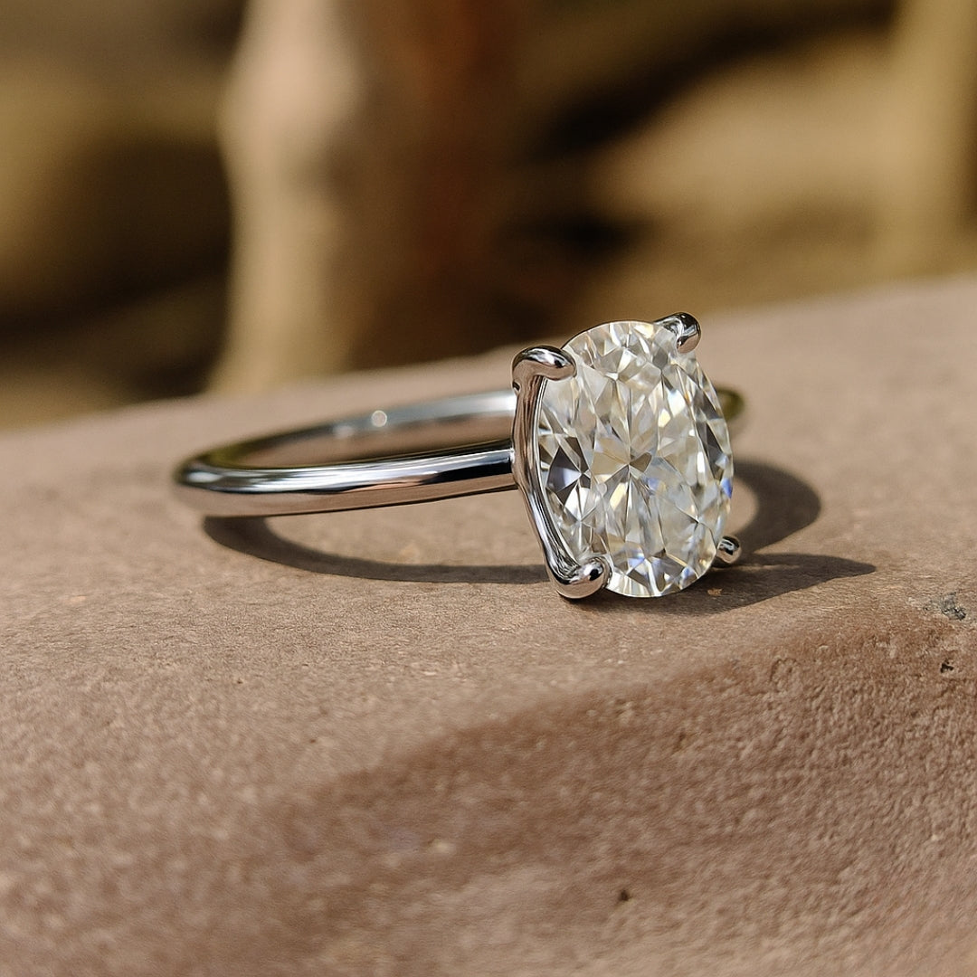 Moissanite Oval Cut 1.00 Carat Solitaire Ring for Her
