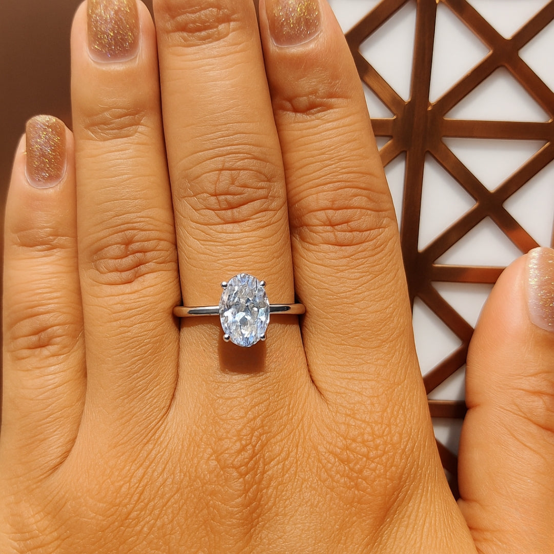 Moissanite Oval Cut 1.00 Carat Solitaire Ring for Her