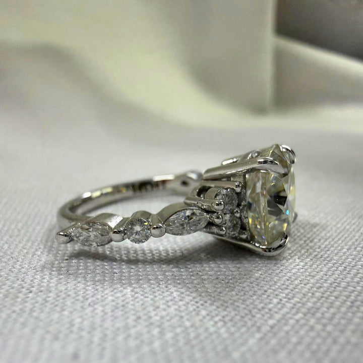 Luxury Cushion Engagement Ring with Accent Stones