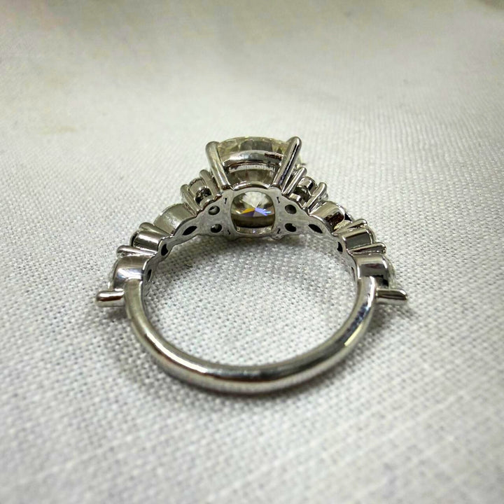 Luxury Cushion Engagement Ring with Accent Stones