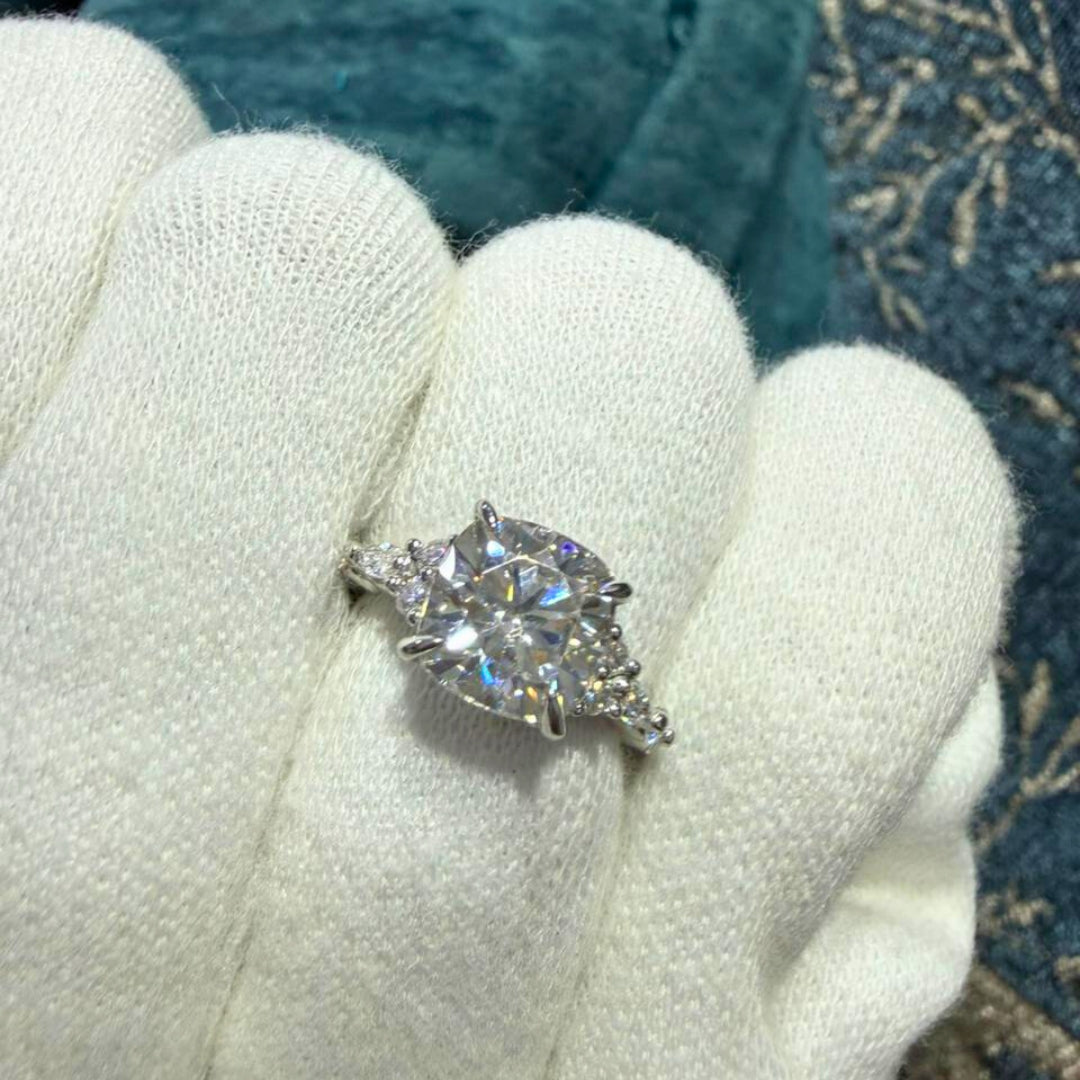Luxury Cushion Engagement Ring with Accent Stones