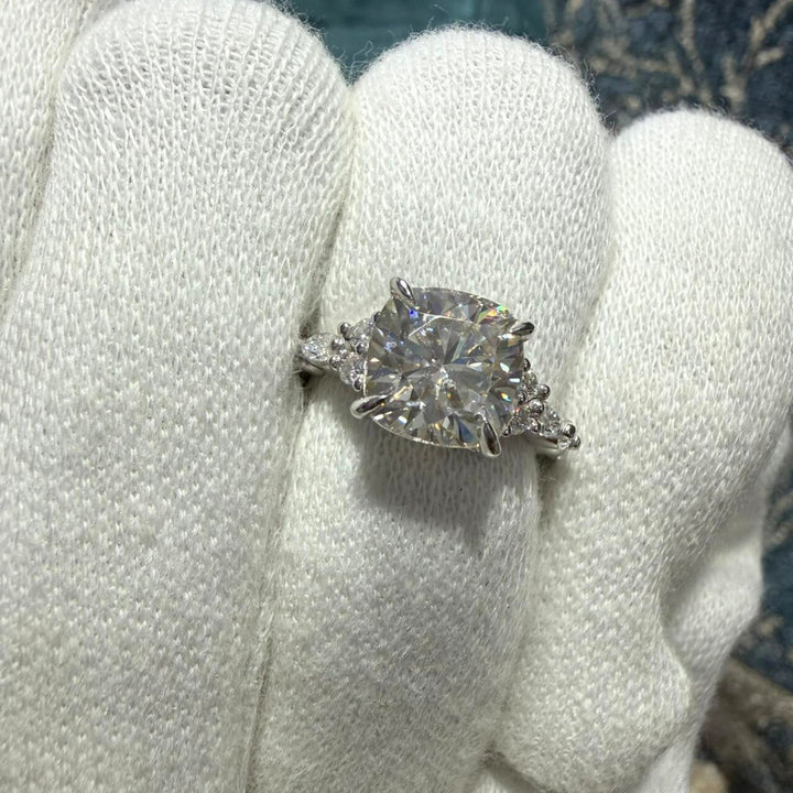 Luxury Cushion Engagement Ring with Accent Stones