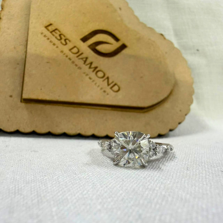 Luxury Cushion Engagement Ring with Accent Stones