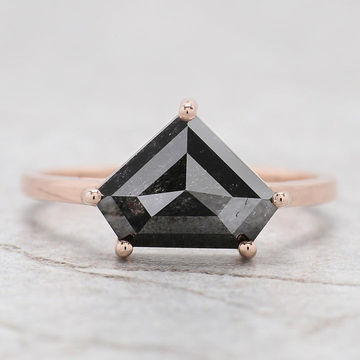 Black Moissanite Pentagon Diamond Engagement Ring