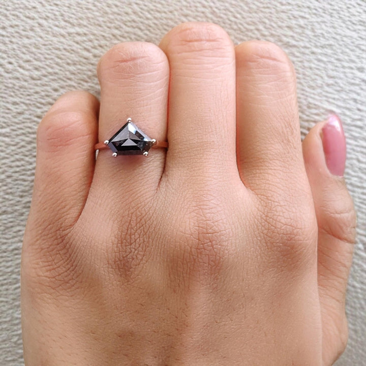 Black Moissanite Pentagon Diamond Engagement Ring