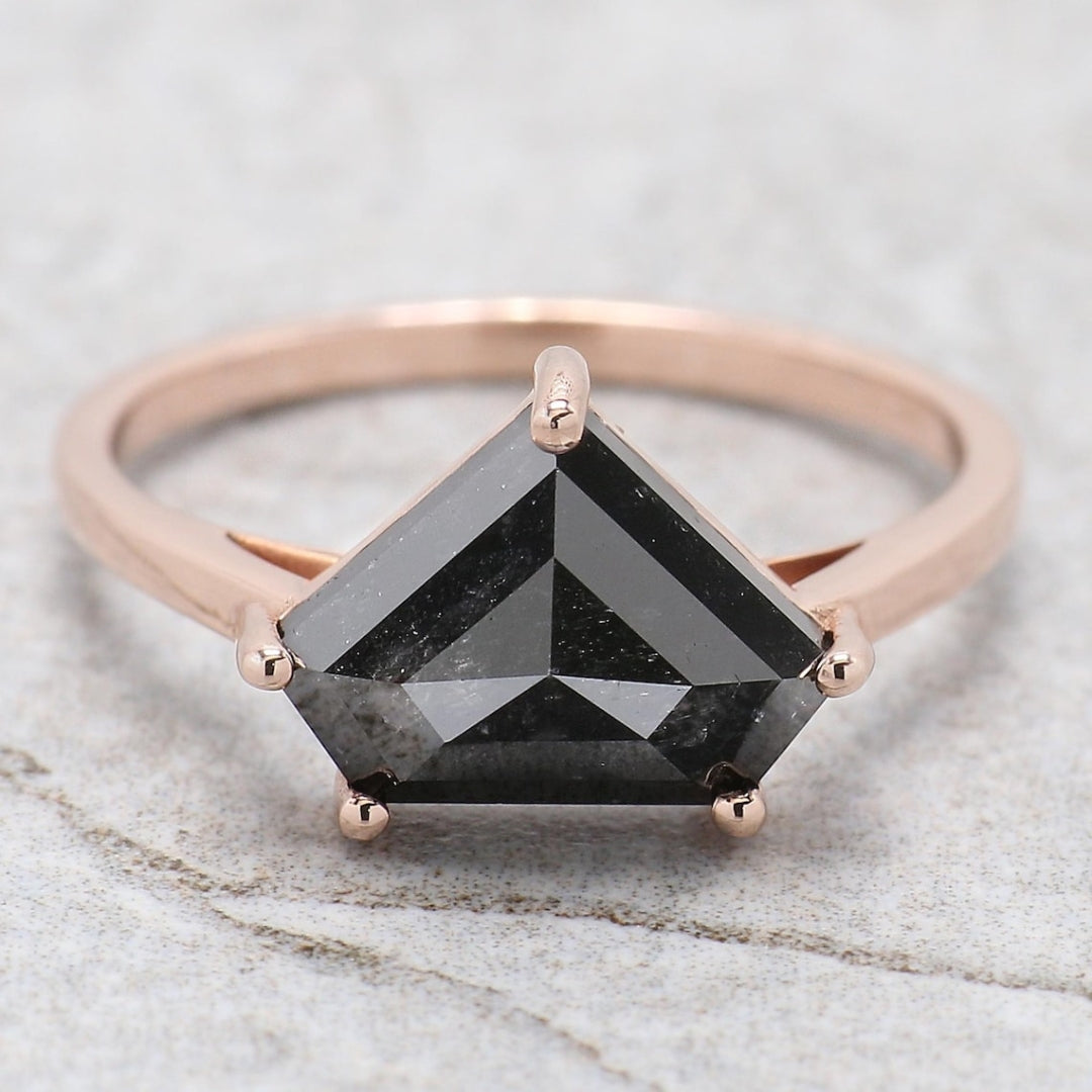 Black Moissanite Pentagon Diamond Engagement Ring