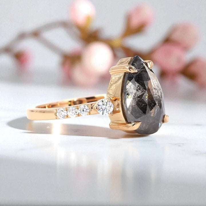 Vintage Inspired Pear Cut Moissanite Diamond Ring For Women
