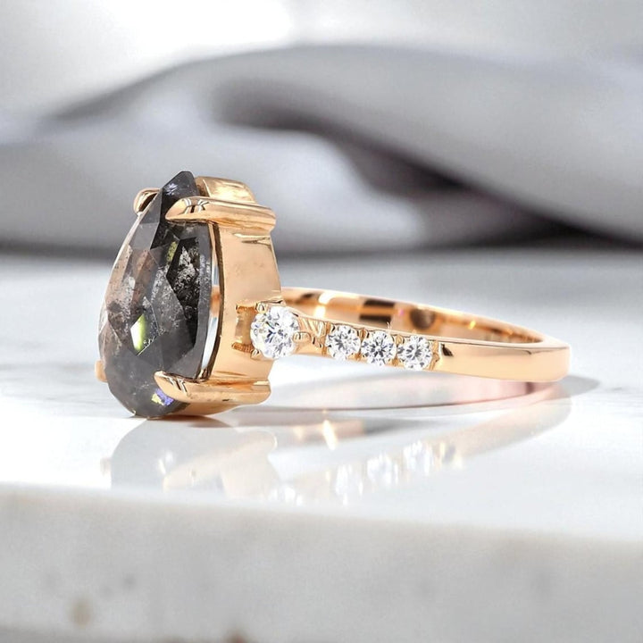Vintage Inspired Pear Cut Moissanite Diamond Ring For Women