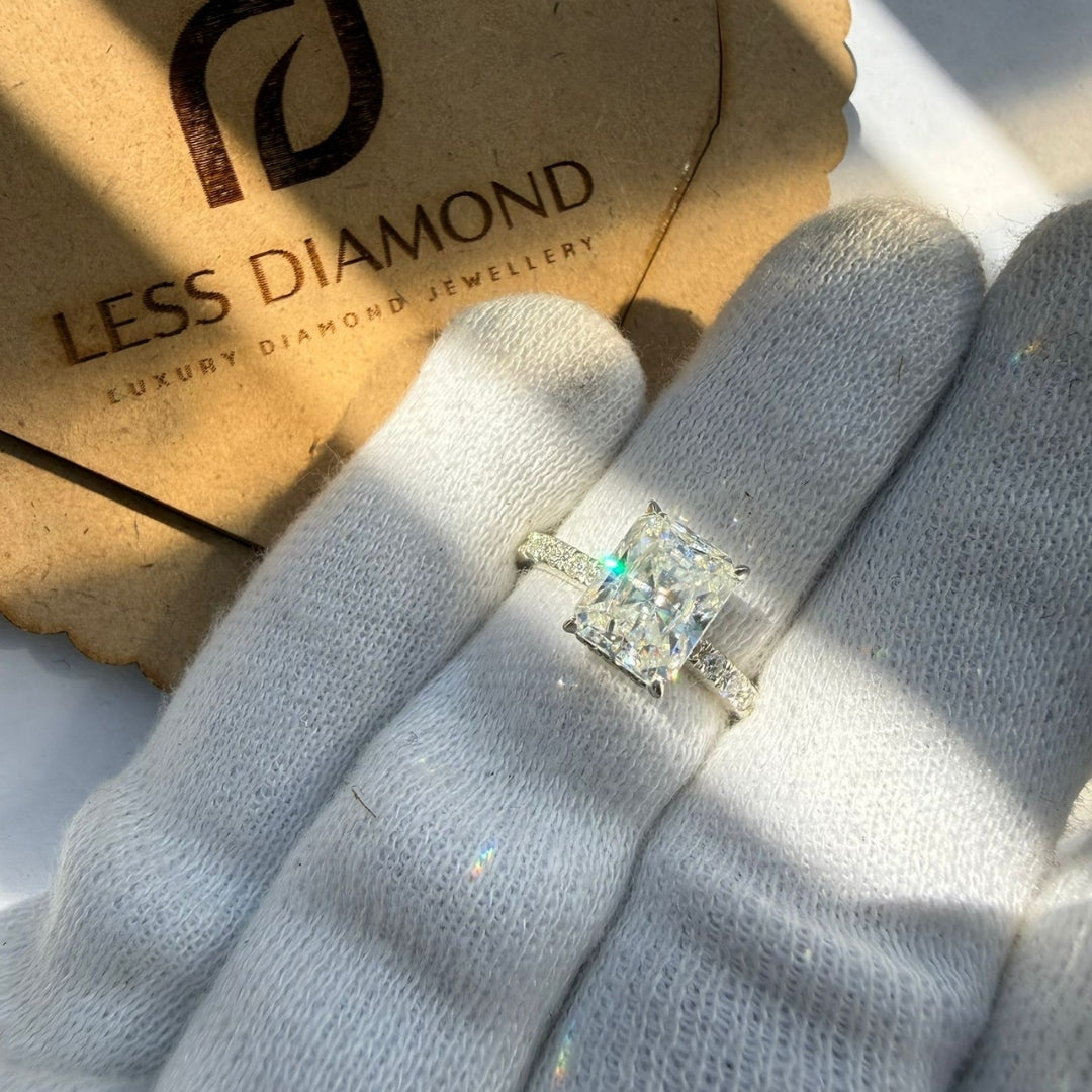 Radiant Cut Diamond Engagement Ring with Pavé Band