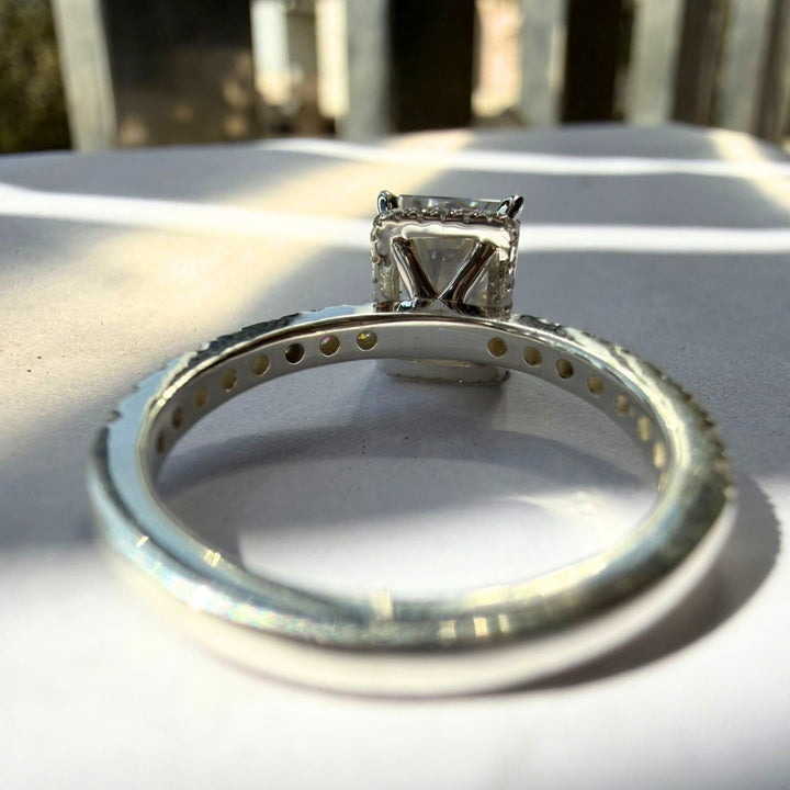 Radiant Cut Diamond Engagement Ring with Pavé Band