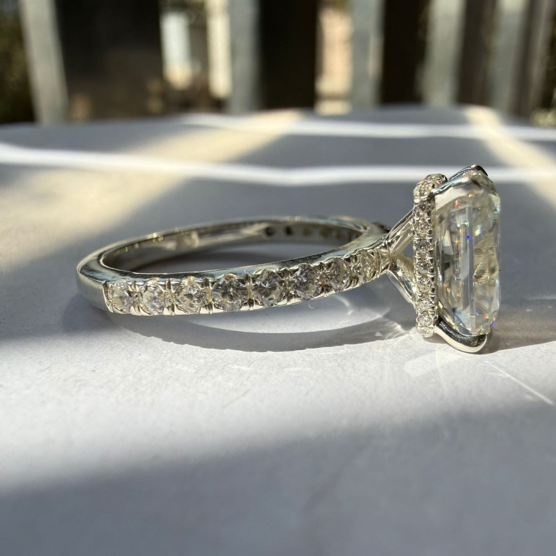 Radiant Cut Diamond Engagement Ring with Pavé Band