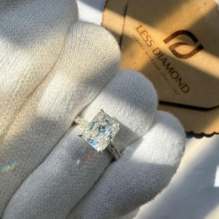 Radiant Cut Diamond Engagement Ring with Pavé Band