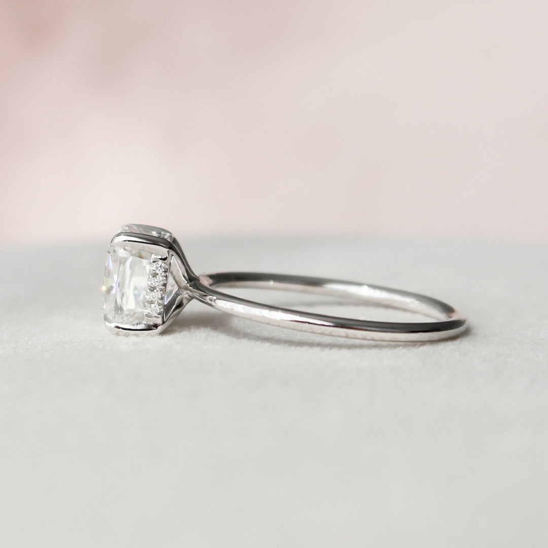 Moissanite 2.67 CT Cushion Cut Diamond Art Deco Wedding Ring