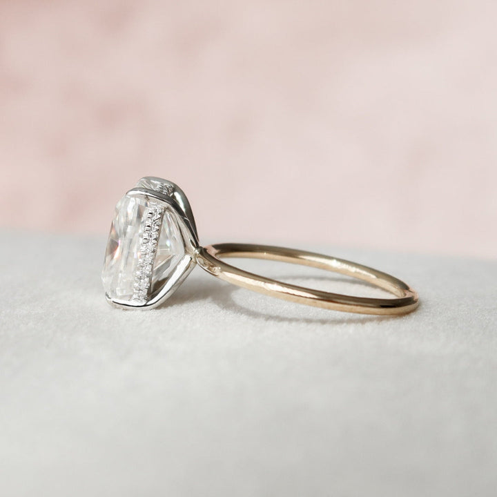 Moissanite 1.97 CT Cushion Cut Diamond Art Nouveau Anniversary Ring
