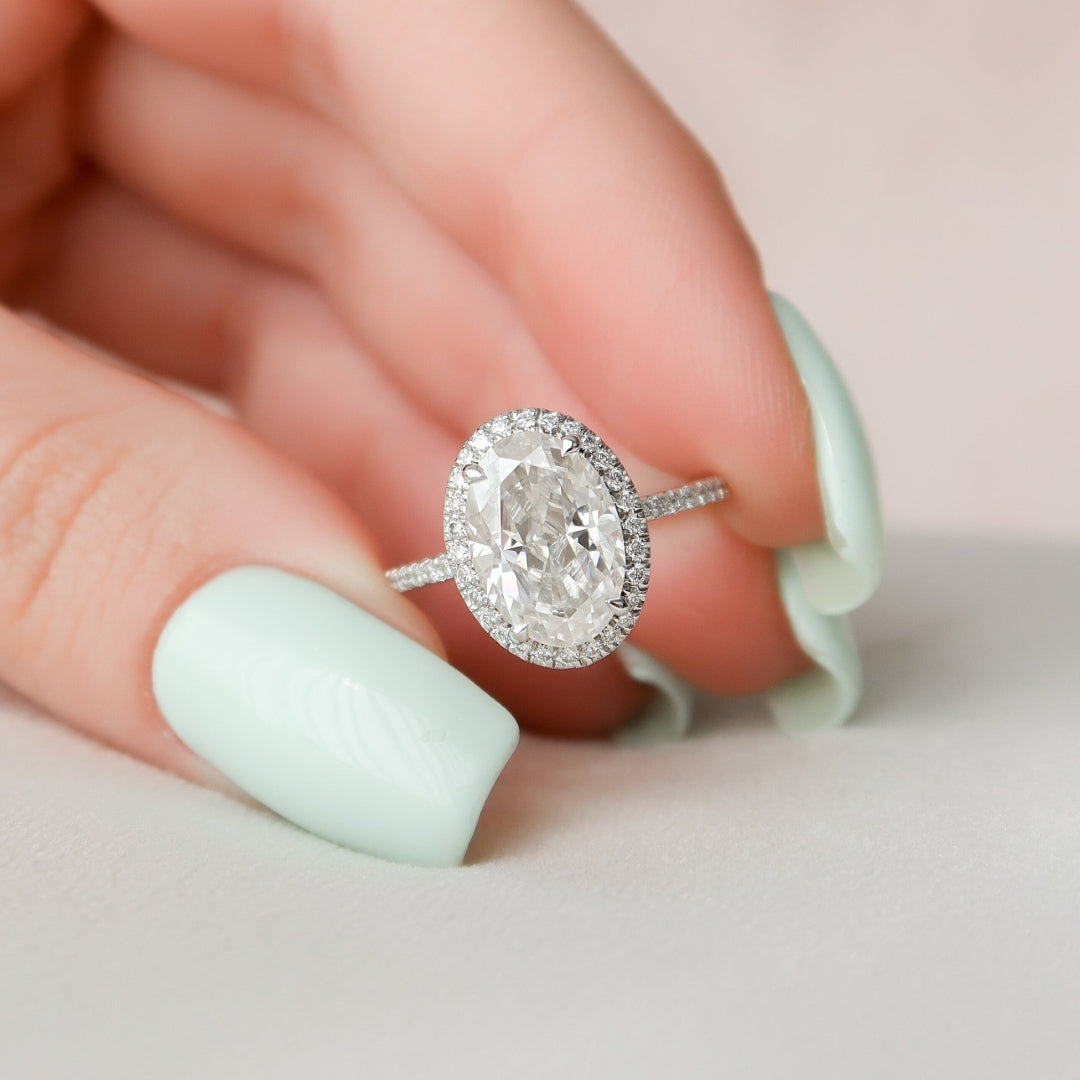 Moissanite 3.22 CT Oval Cut Diamond Minimalist Engagement Ring