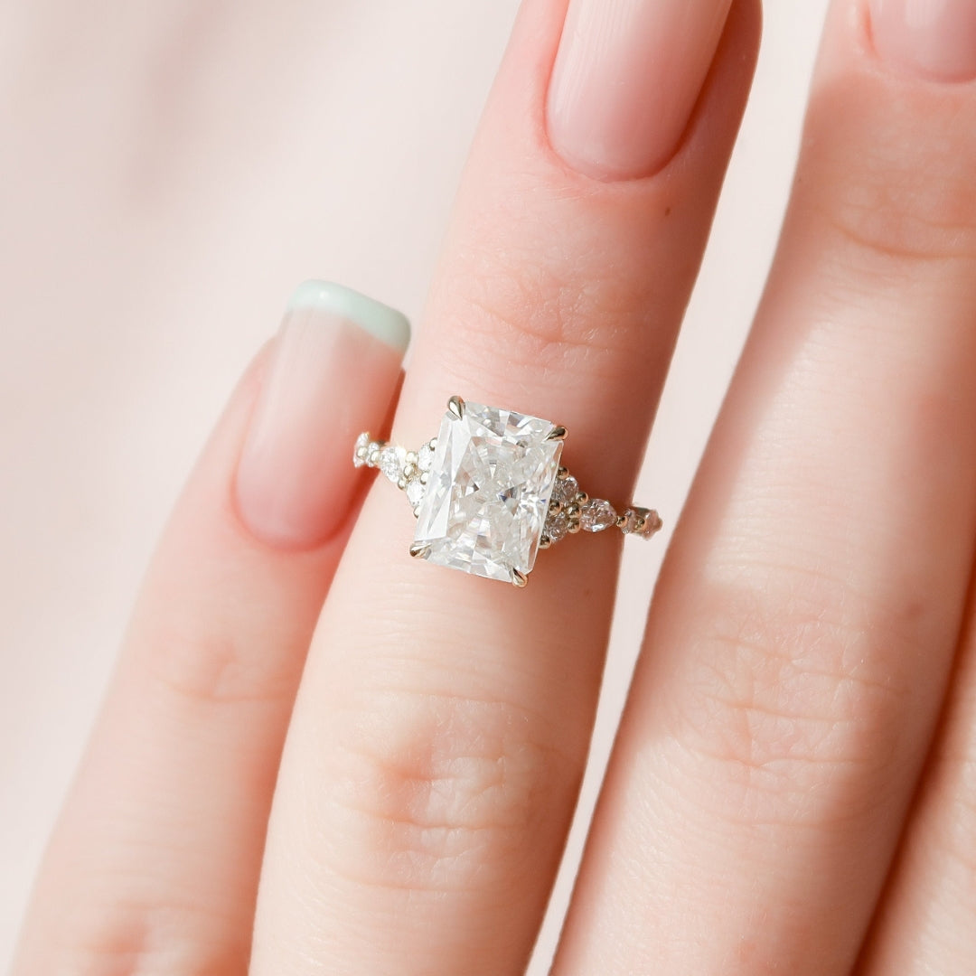 Moissanite 2.05CT Radiant Cut Diamond Victorian Engagement Ring