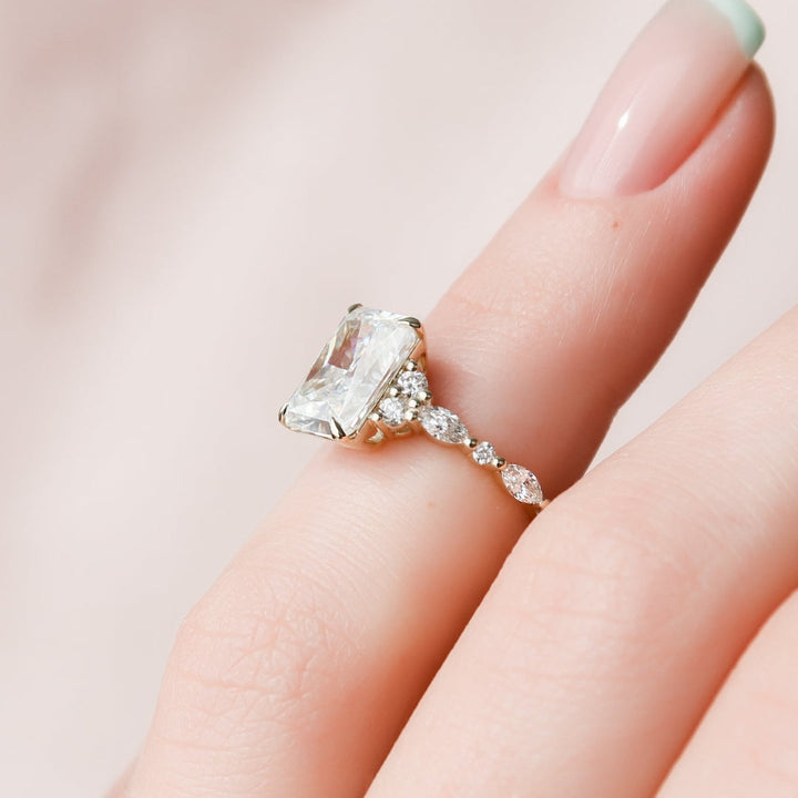 Moissanite 2.05CT Radiant Cut Diamond Victorian Engagement Ring