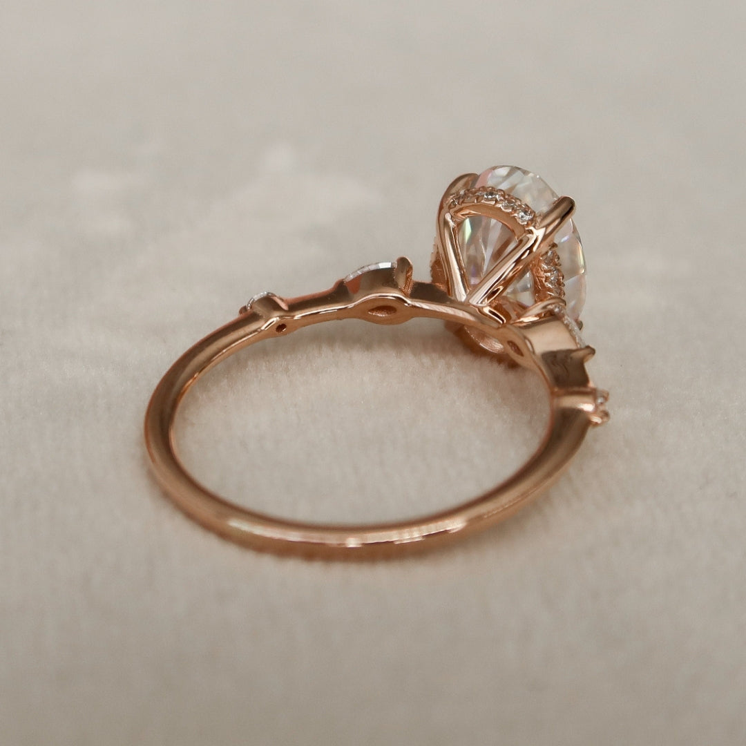 Moissanite 2.95 CT Oval Cut Diamond Edwardian Handmade Ring