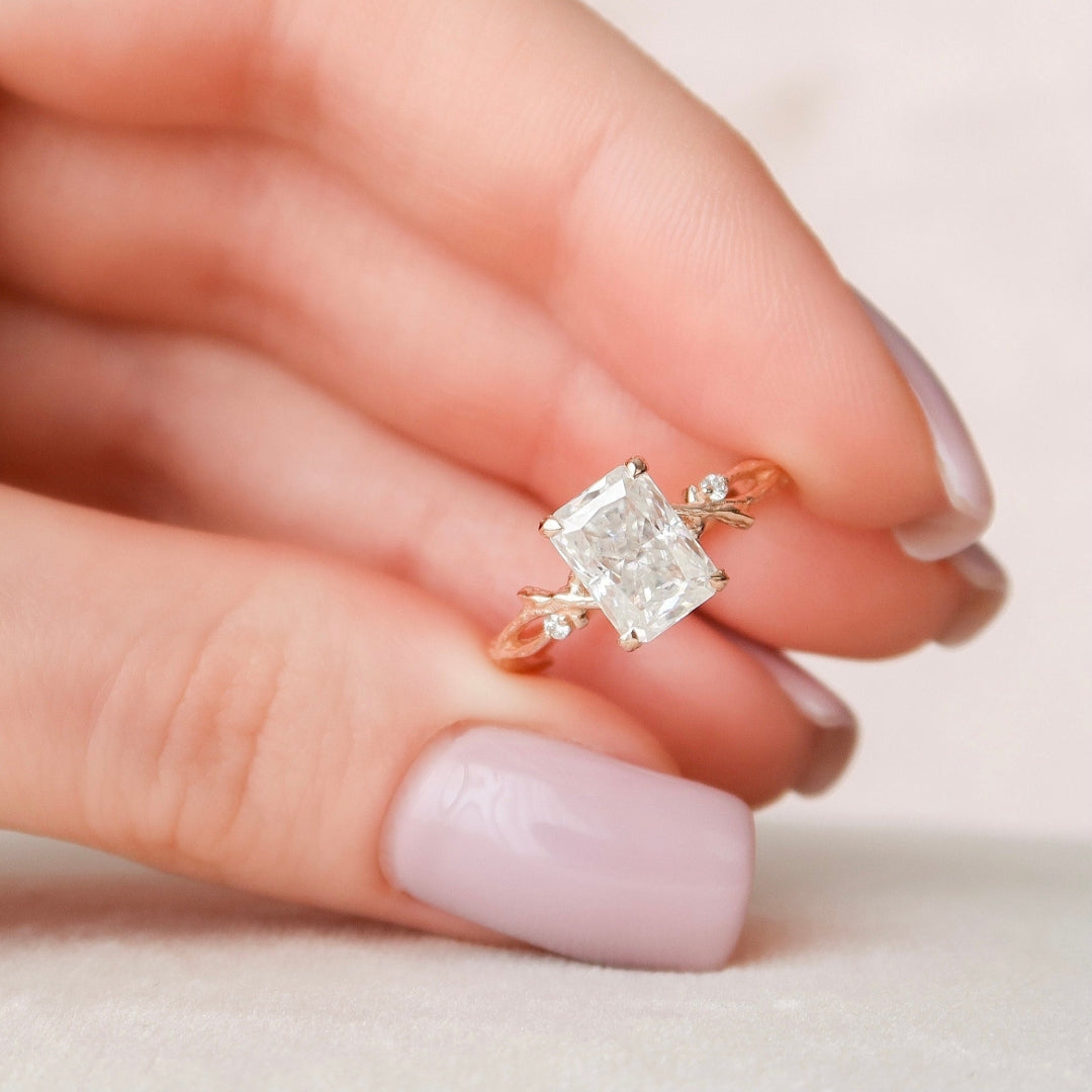 Less Diamond Moissanite 1.98 CT Radiant Cut Diamond Gothic Engagement Ring – Less ...