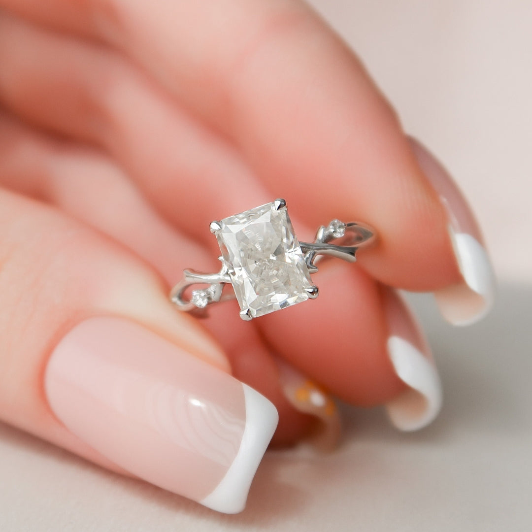 Moissanite 1.98 CT Radiant Cut Diamond Gothic Engagement Ring