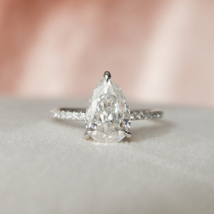 Moissanite 2.63 CT Pear Cut Diamond Art Nouveau Anniversary Ring