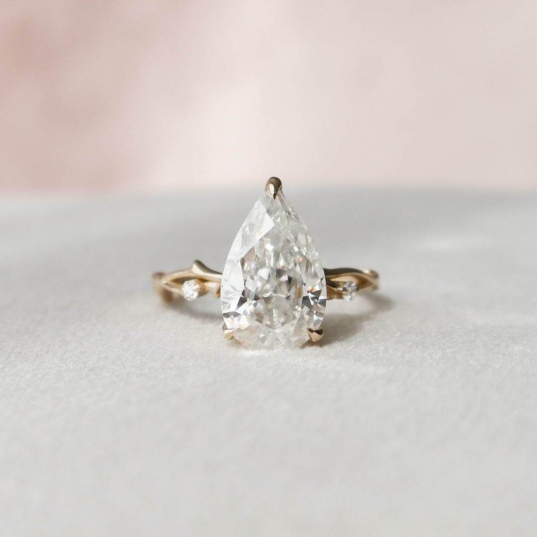 Less Diamond Moissanite 2.53 CT Pear Cut Diamond Minimalist Engagement Ring – Less ...