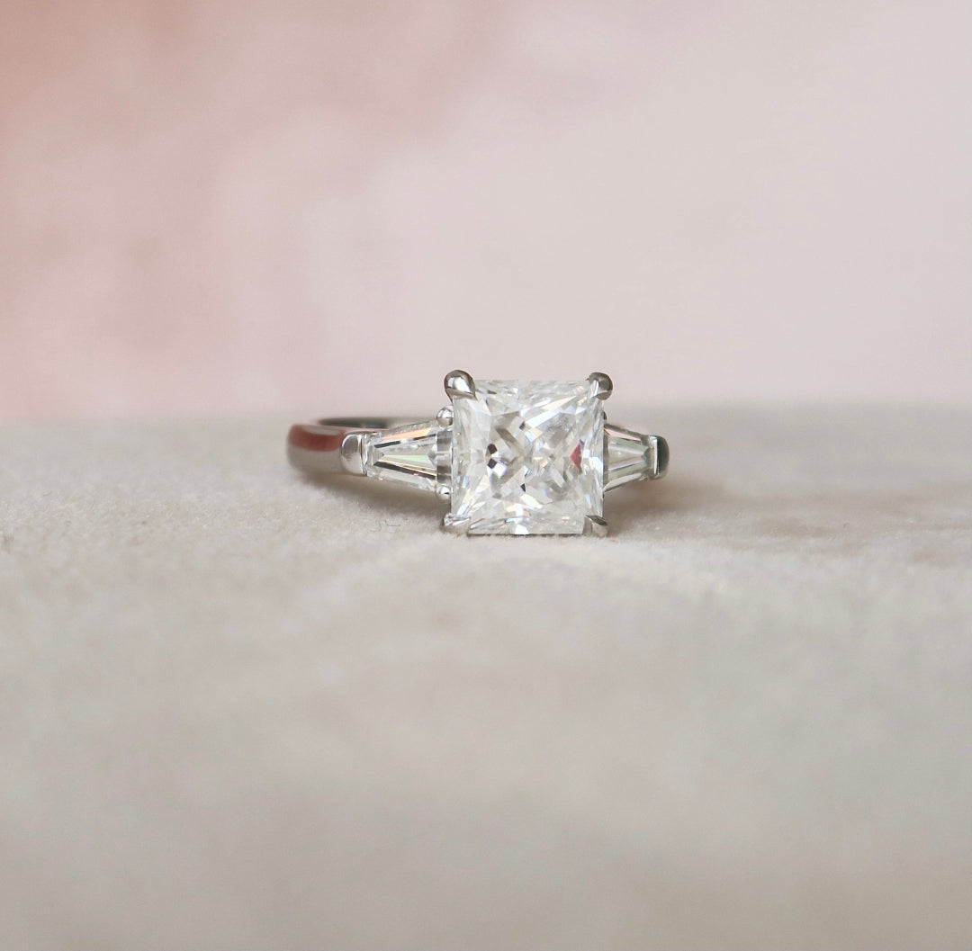 Less Diamond Moissanite 3.10 CT Princess Cut Diamond Victorian Wedding Ring – Less ...