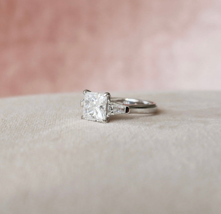 Moissanite 3.10 CT Princess Cut Diamond Victorian Wedding Ring