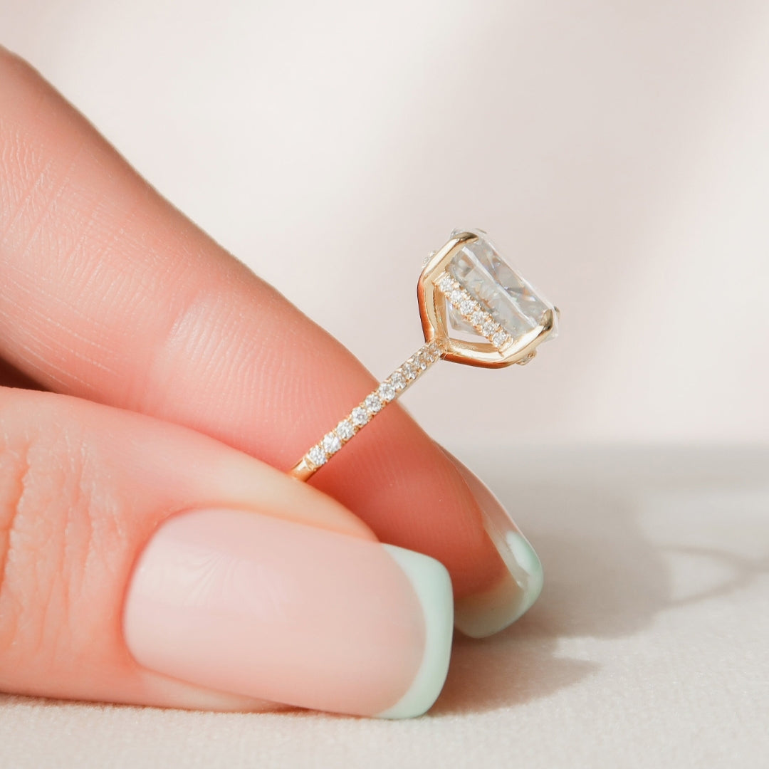 Moissanite 2.94 CT Cushion Cut Diamond Avant Garde Handmade Ring