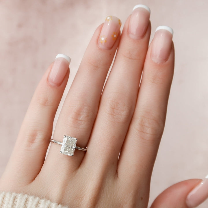 Moissanite 1.84 CT Radiant Cut Diamond Brutalist Wedding Ring