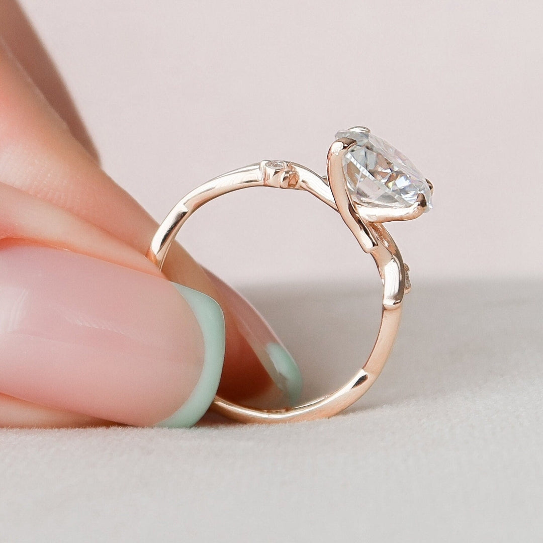 Moissanite 2.42 CT Round Cut Diamond Avant Garde Wedding Ring