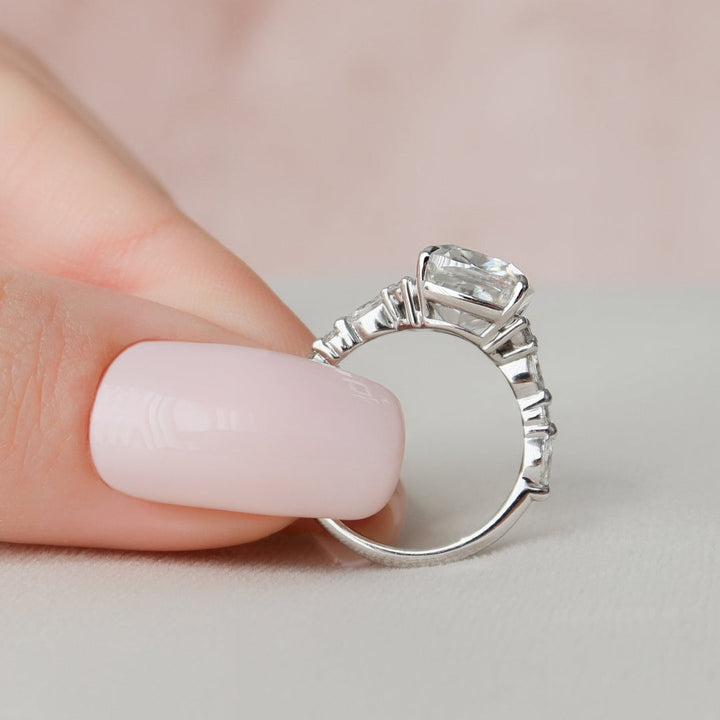 Moissanite 3.50 CT Cushion Cut Diamond Art Deco Engagement Ring