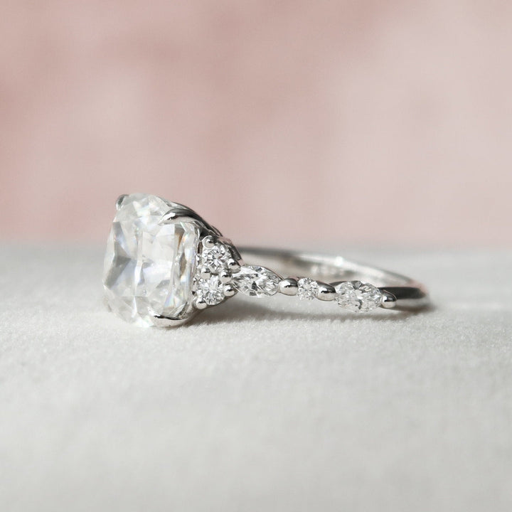 Moissanite 3.50 CT Cushion Cut Diamond Art Deco Engagement Ring
