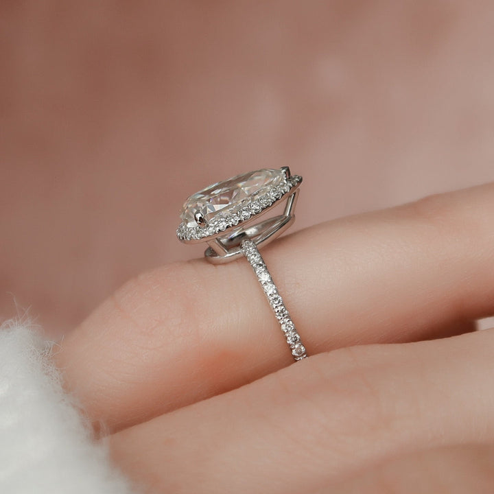 Moissanite 2.75 CT Pear Cut Diamond Art Nouveau Wedding Ring