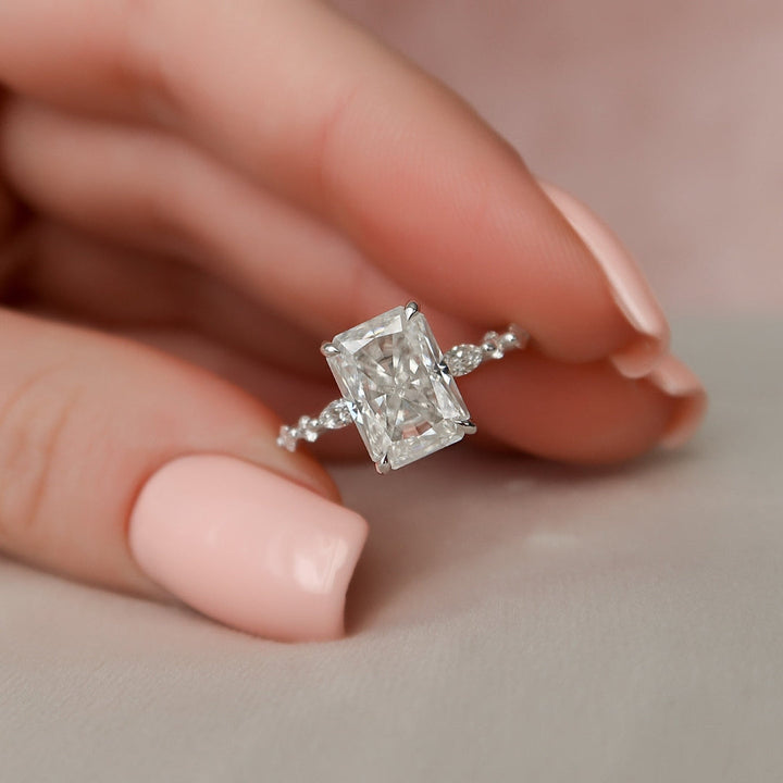 Moissanite 3.40 CT Radiant Cut Diamond Victorian Engagement Ring