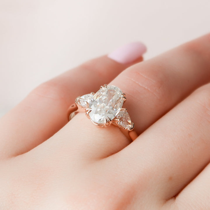 Moissanite 3.84 CT Oval Cut Diamond Edwardian Wedding Ring