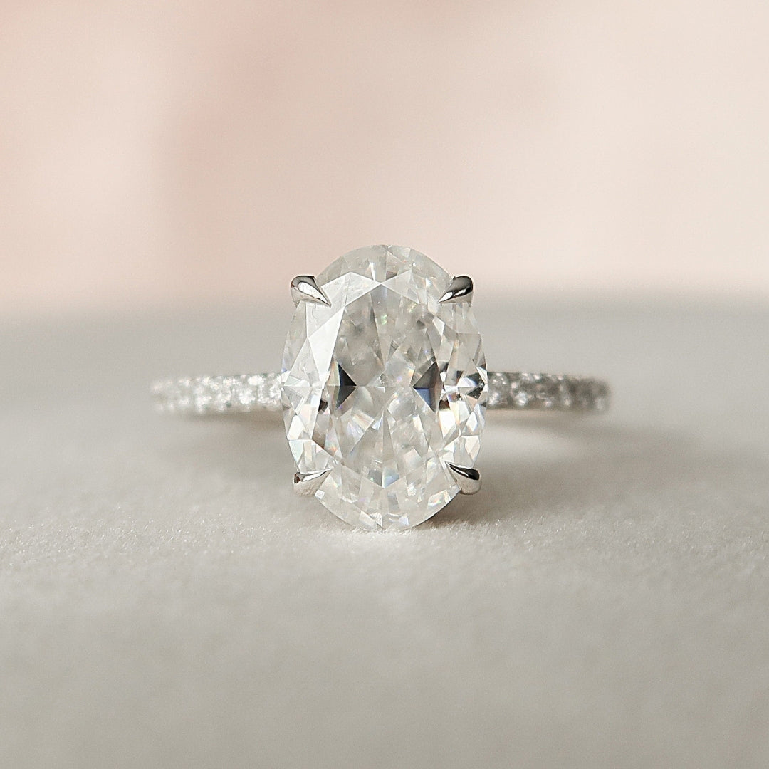 Moissanite 3.25 CT Oval Cut Diamond Avant Garde Wedding Ring