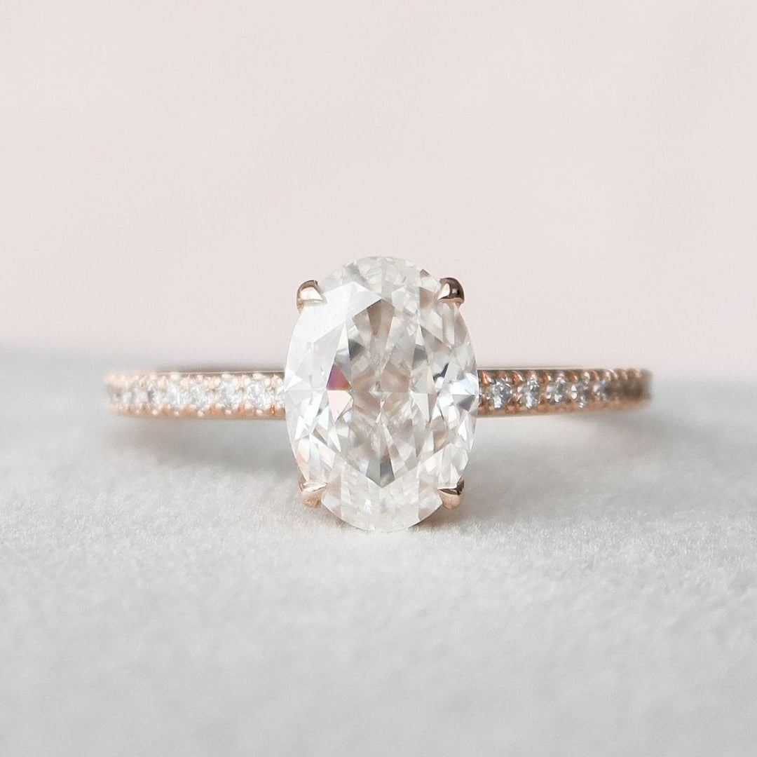 Moissanite 3.25 CT Oval Cut Diamond Avant Garde Wedding Ring