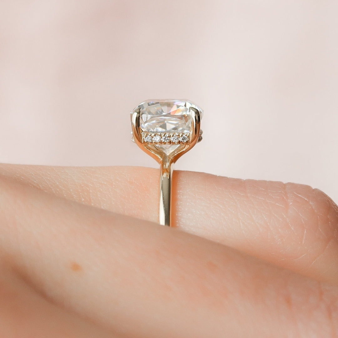 Moissanite 2.55 CT Cushion Cut Diamond Edwardian Engagement Ring