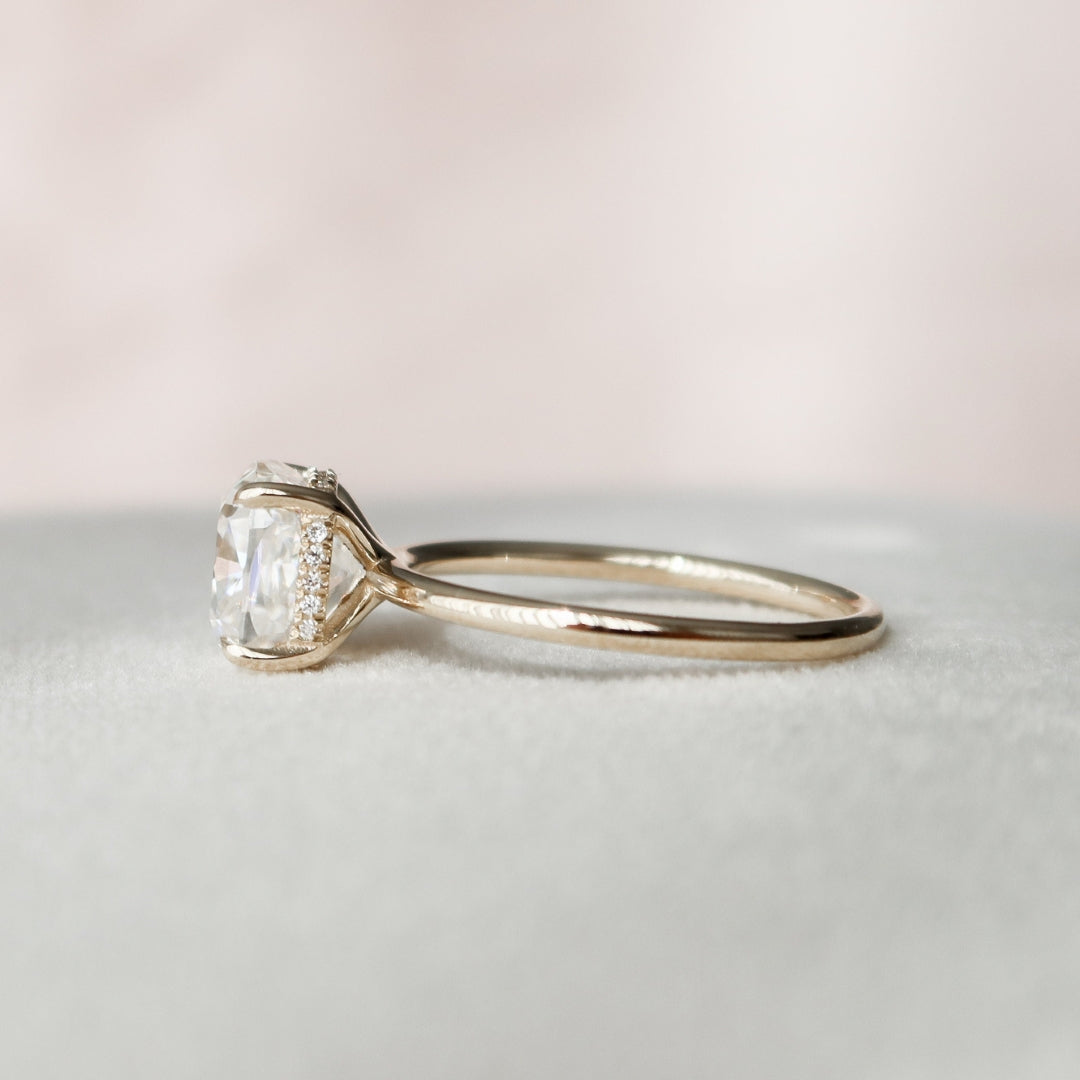Moissanite 2.55 CT Cushion Cut Diamond Edwardian Engagement Ring