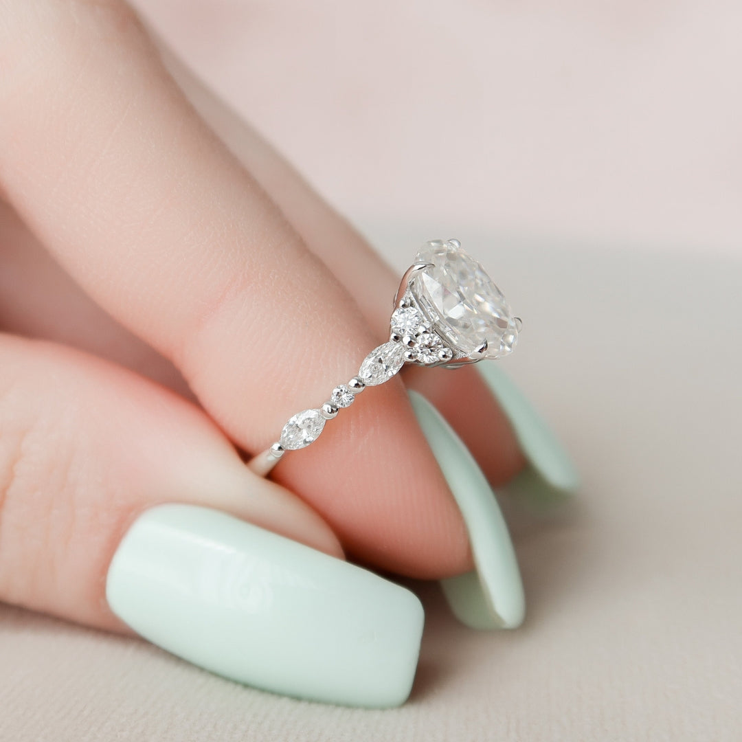 Moissanite 1.70 CT Oval Cut Diamond Gothic Wedding Ring