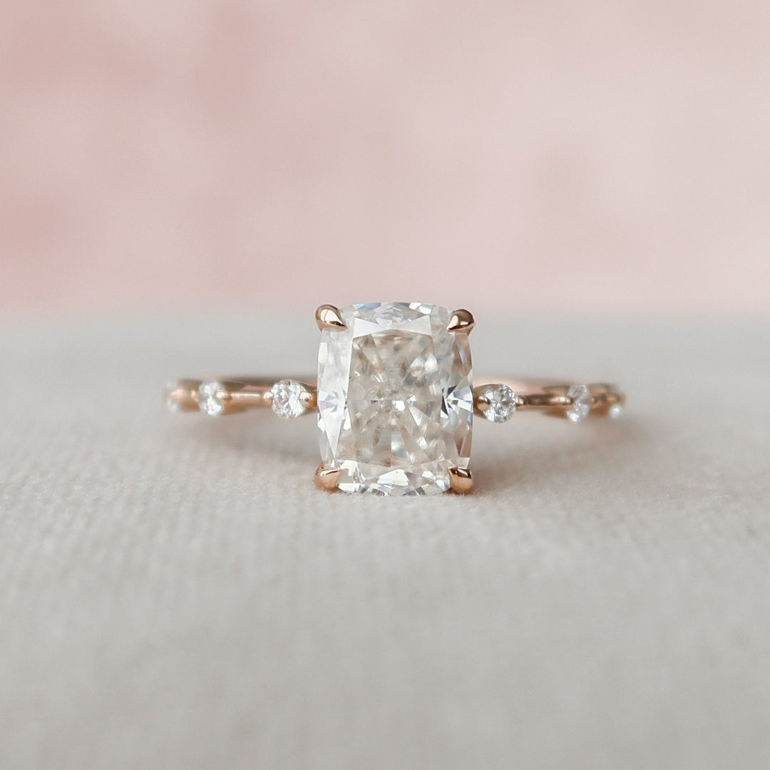 Moissanite 2.85 CT Cushion Cut Diamond Art Nouveau Wedding Ring