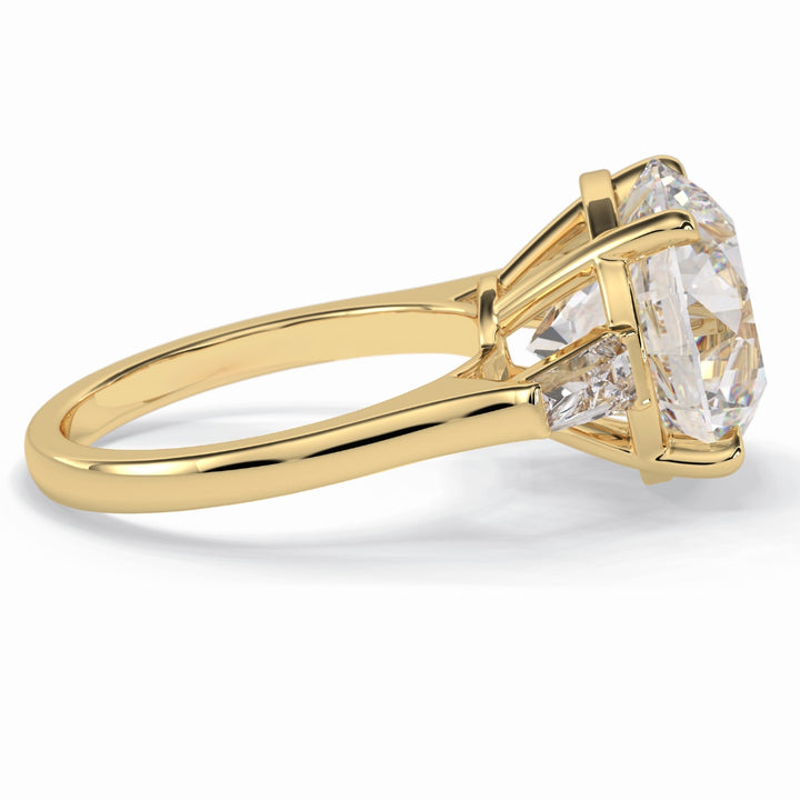 Lab Grown 4.00 CT Round Cut Diamond Mid-Century Engagement Ring