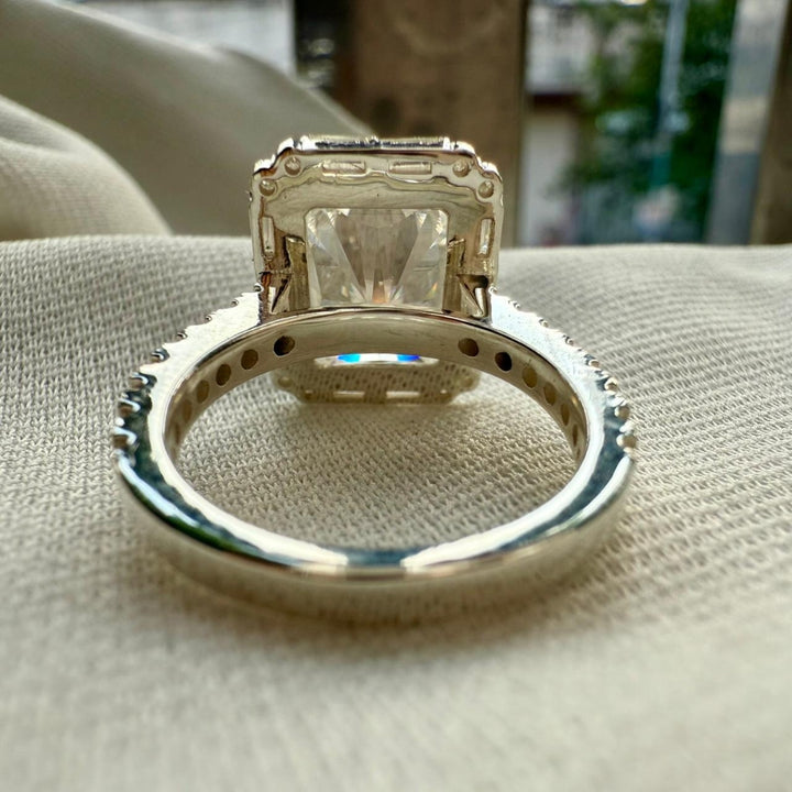 Moissanite Radiant Cut Halo Ring for Her