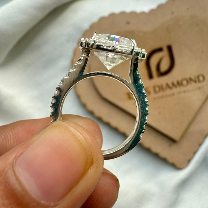 Moissanite Radiant Cut Halo Ring for Her