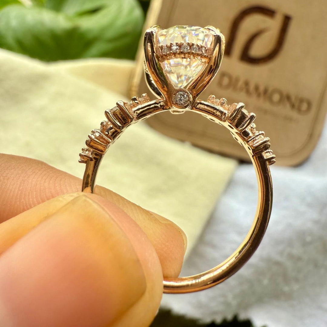 Surprise Diamond Engagement Ring Set in Rose Gold